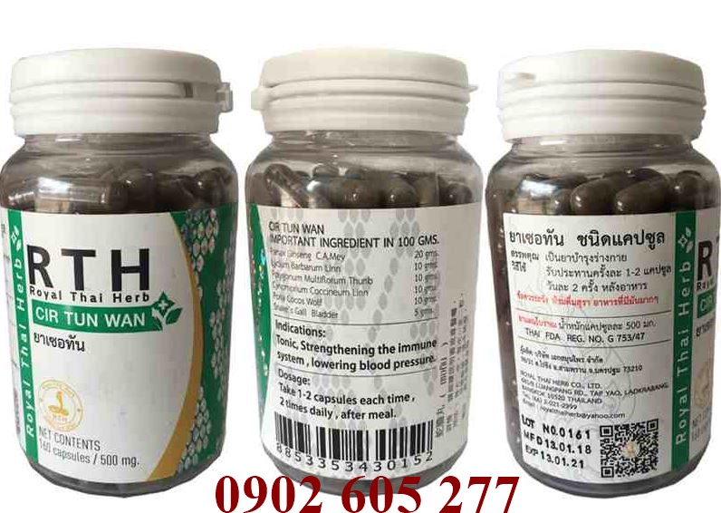 Thuốc Rắn Thái Lan Số 2-Cir Tun Wan (Cường Gan, Bổ Thận, Điều Hoà Huyết Áp)