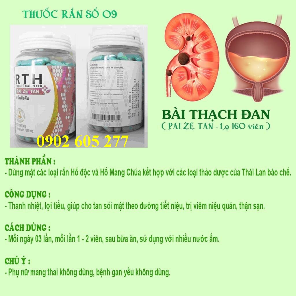 Thuốc Rắn Thái Lan số 9- Pai Ze Tan (Tan Sỏi Thận, Đường Tiết Niệu)